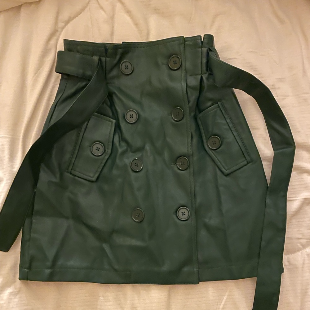 Green Leather Skirt